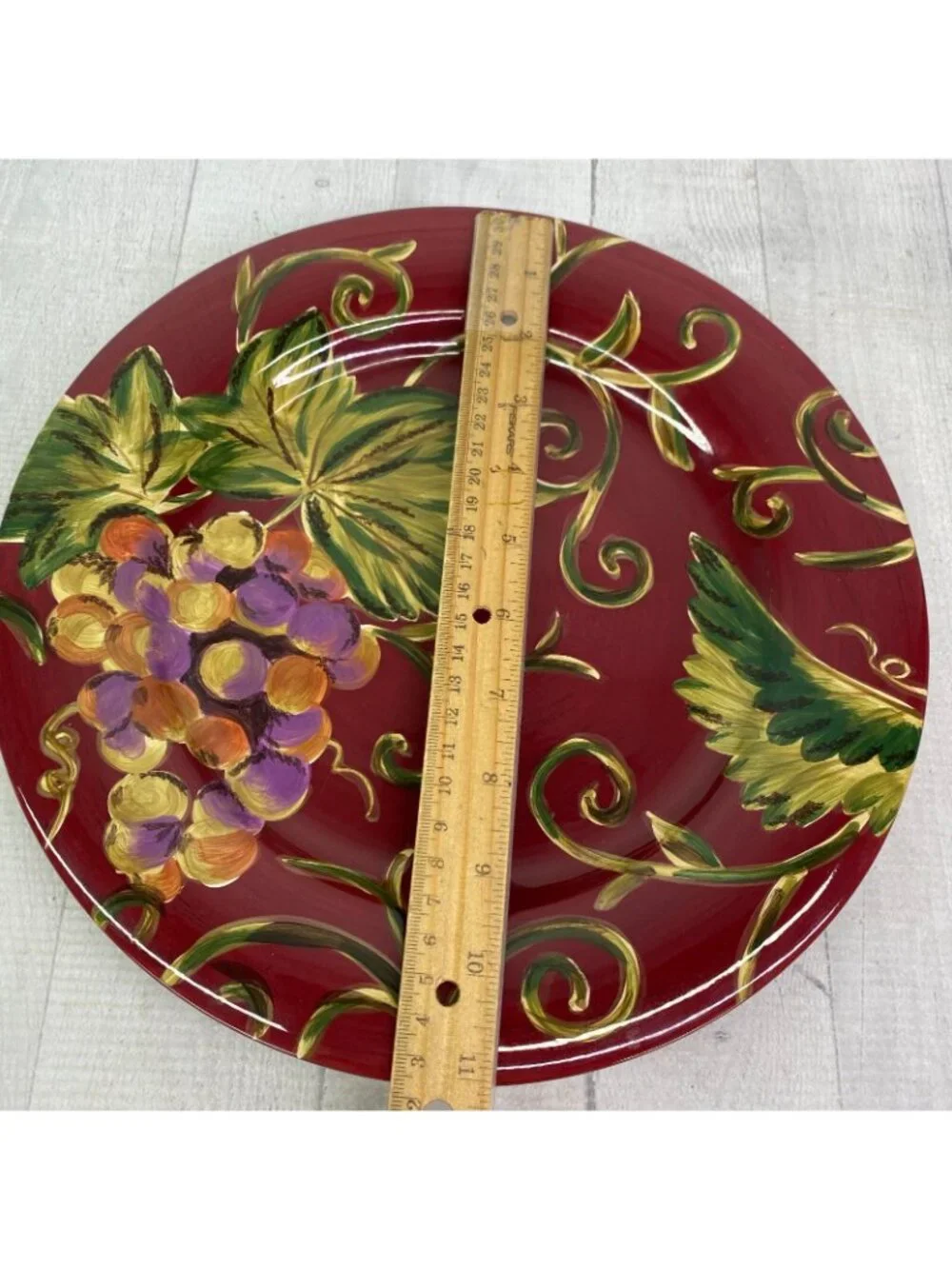 Tabletops AVELLINO CABERNET Hand Painted Red Earthenware Dinner Plates Set 2 NEW